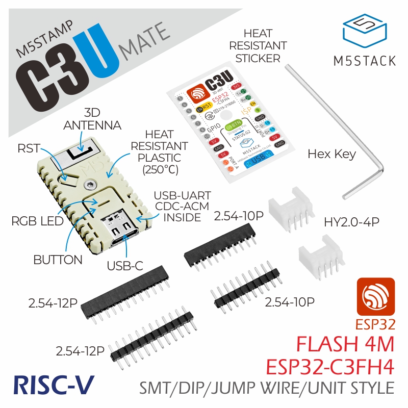 M5Stack - M5Stack Offizielles M5Stamp C3U Mate mit